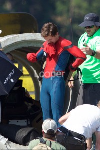 Tom Holland as Spider-Man on set of Homecoming