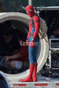 Tom Holland as Spider-Man on set of Homecoming