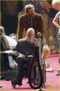 Hugh Jackman and Patrick Stewart on set of Wolverine 3