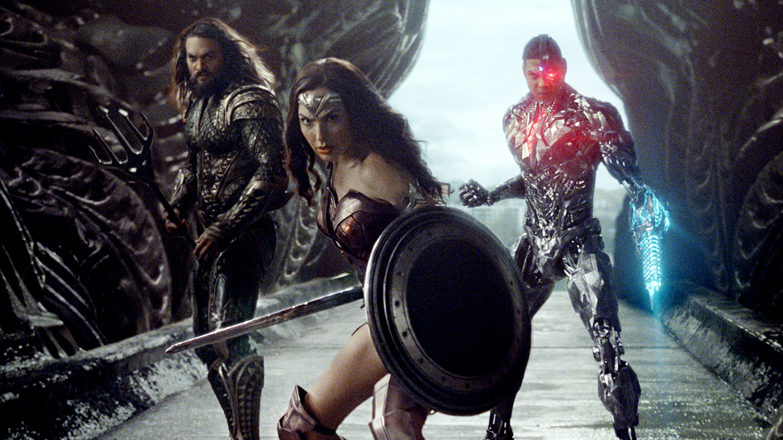Aquaman, Wonder Woman, and Cyborg in Justice League